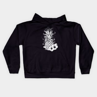 Pineapple with hibiscus flowers Kids Hoodie